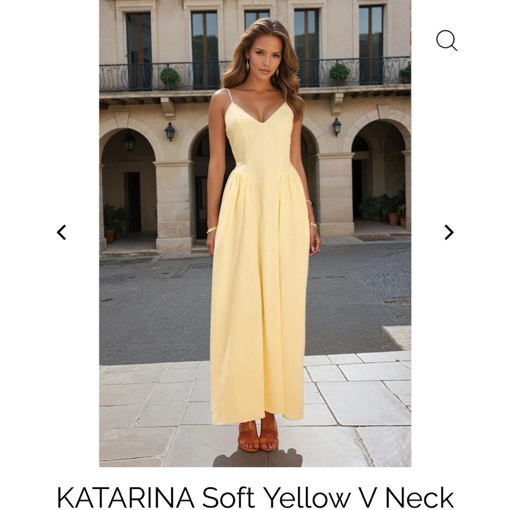 Soft Yellow V-Neck Maxi Dress
